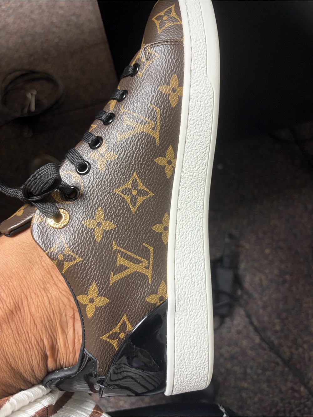 Louis Vuitton Brown Monogram Canvas Low-Top Sneaker with Black Accents